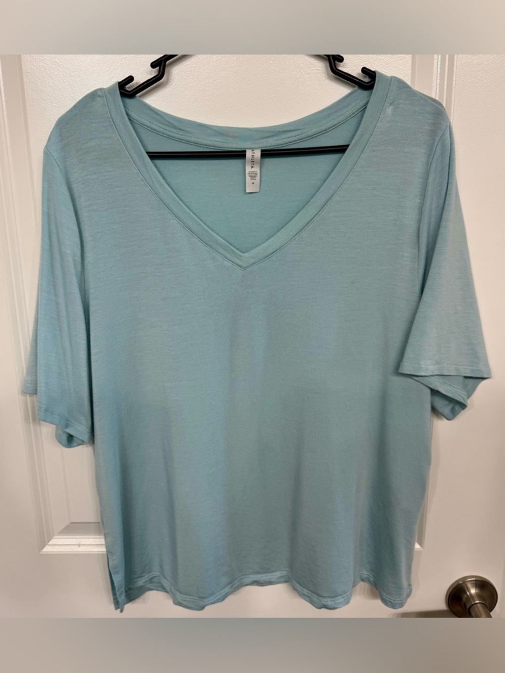 Athleta Light Aqua V-Neck Short Sleeve Tee